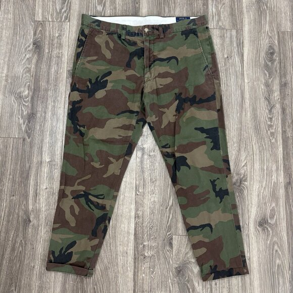 Ralph Lauren Polo Chino Classic Cotton Camo Camouflage Pants 34/25 Military Army - Picture 1 of 16